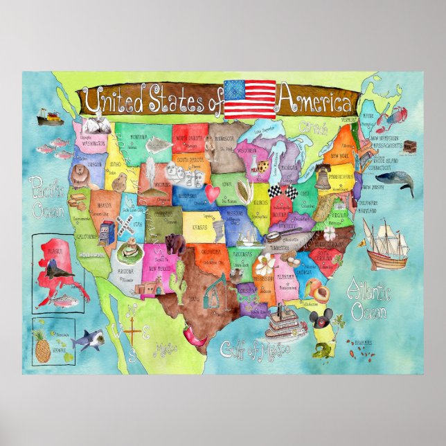 Poster de l'aquarelle colossale des États-Unis pou (Devant)