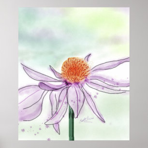 Poster de l'aquarelle de la fleur de cône