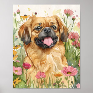 Poster de l'aquarelle en luffée de chien de Peking