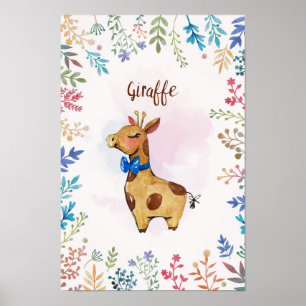 Poster de l'aquarelle Giraffe