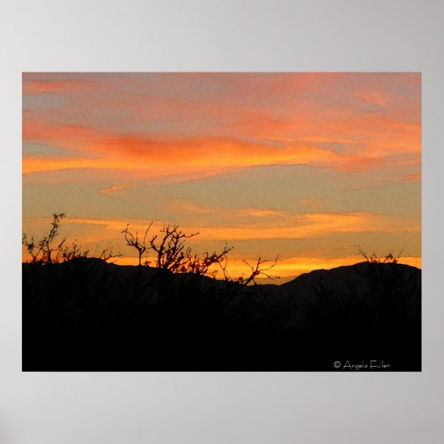 Poster de l'aquarelle numérique Desert Sunrise (Devant)