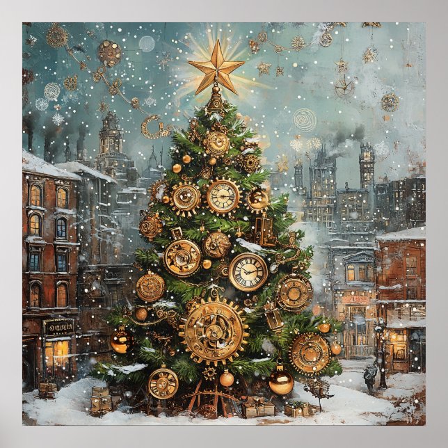 Poster de l'arbre de Noël Steampunk (Devant)