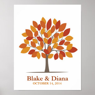Poster de l'arbre de signature du mariage - Automn