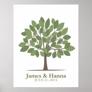 Poster de l'arbre de signature du mariage - Vert n