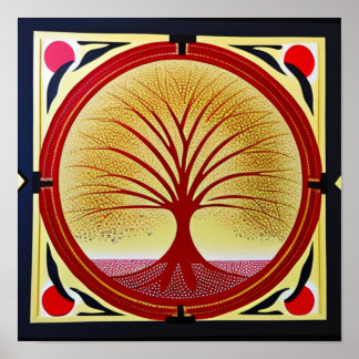 Poster de l'Arbre de Vie en Rouge