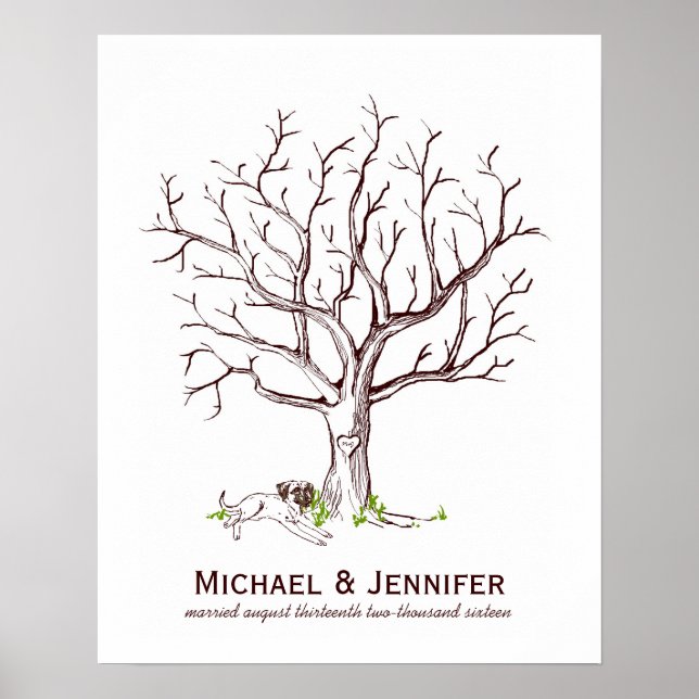 Poster de l'arbre d'empreintes digitales mariage ( (Devant)
