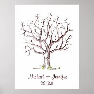 Poster de l'arbre d'empreintes digitales mariage (