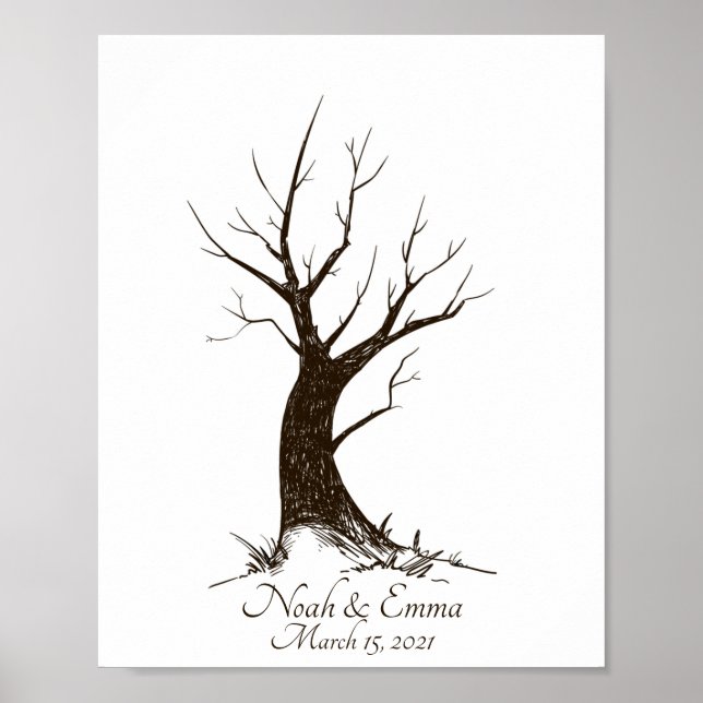 Poster de l'arbre d'empreintes digitales mariage (Devant)