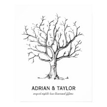 Poster de l'arbre d'empreintes digitales mariage (