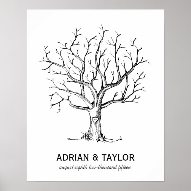 Poster de l'arbre d'empreintes digitales mariage ( (Devant)