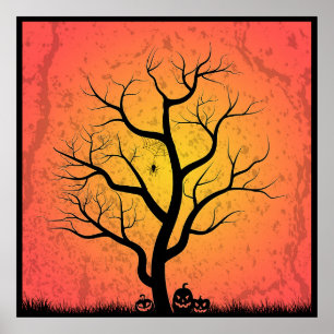 Poster de l'arbre d'Halloween éffrayant