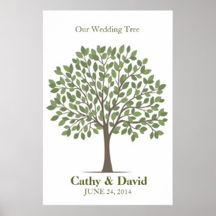 Poster de l'arbre signature mariage - Vert naturel