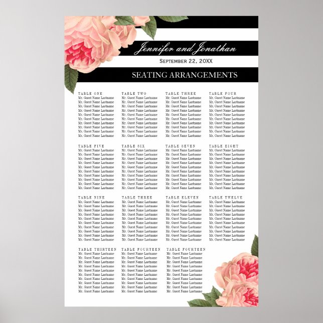 Poster de l'arrangement de siège Peonies et Grande (Devant)