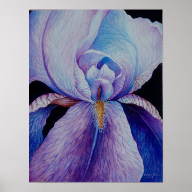 Poster de l'art de l'aquarelle violet Iris (Devant)