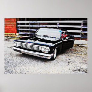 Poster de l'art de l'Impala Noir Vieux et Classiqu