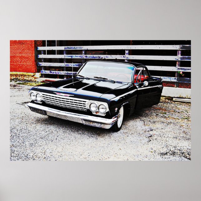 Poster de l'art de l'Impala Noir Vieux et Classiqu (Devant)