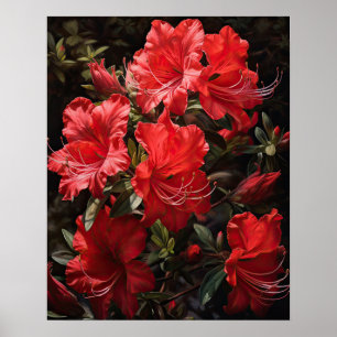 Poster de l'art des fleurs d'Azalea rouge