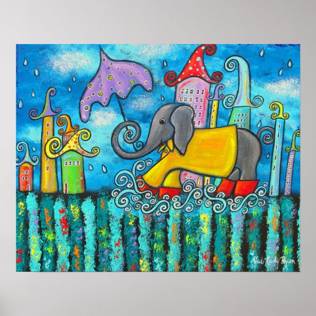 Poster de l'Art Eléphant Jumping (Devant)