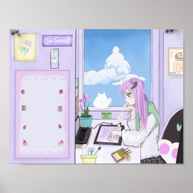 Poster de l'Art numérique de dessin de la fille au (Devant)