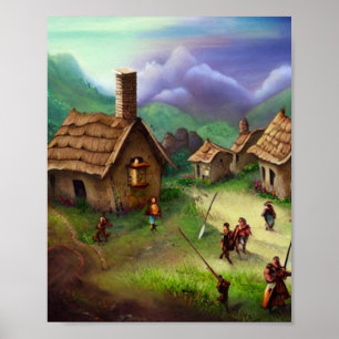 Poster de l'Art numérique du village mignon