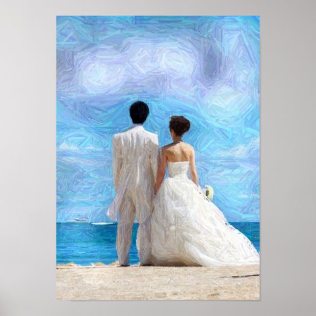 Poster de l'Art numérique Mariage Beach Couple (Devant)