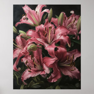 Poster de l'art Pink Lily Flowers