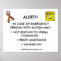 Poster de l'Autisme ASD Houston "ALERT"