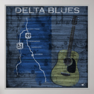 Poster de l'autoroute Delta Blues Grunge Blues