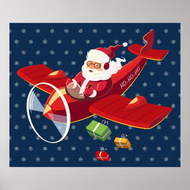 Poster de l'avion volant père Noël (Devant)