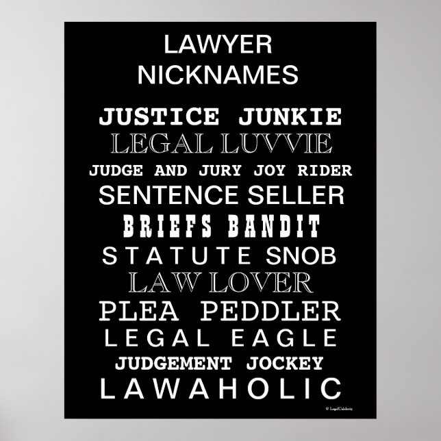 Poster de l'Avocat Funny Surnoms et Synonymes (Devant)