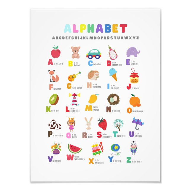 Poster de l'école Alphabet avec photos (Devant)
