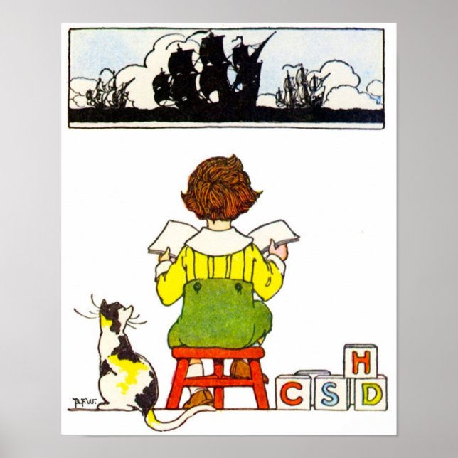 Poster de lecture de garçon (Devant)