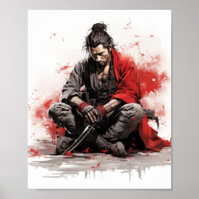 Poster de l'épée de katana du guerrier samouraï (Devant)