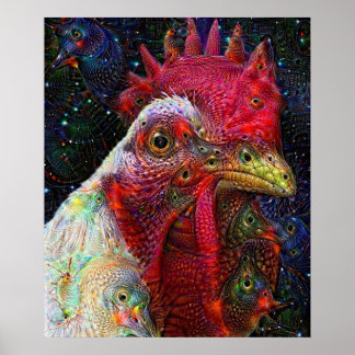 Poster de l'espace de poulet de rêve profond
