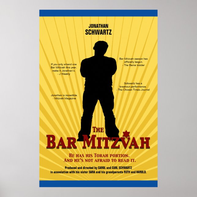 Poster de l'étoile de cinéma Bar Mitzvah Bleu Jaun (Devant)