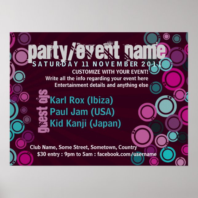 Poster de l'événement Funky Bubbles Party (Devant)