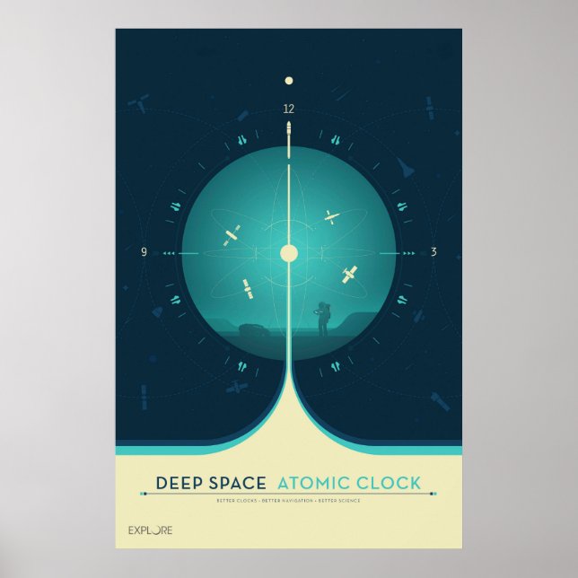 Poster de l'horloge atomique Deep Space, version b (Devant)