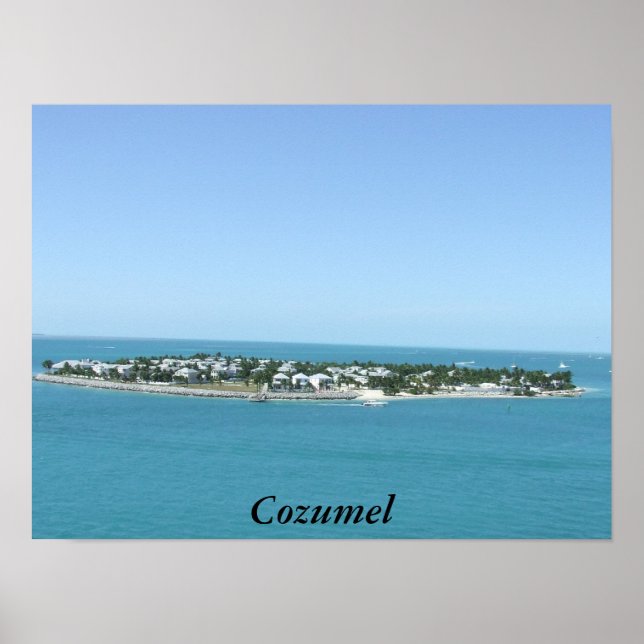 Poster de l'île de Cozumel sur l'eau bleue tropica (Devant)