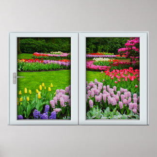 Poster de l'illusion de la fenêtre du jardin de pr