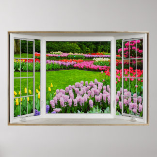 Poster de l'illusion de la fenêtre du jardin de pr