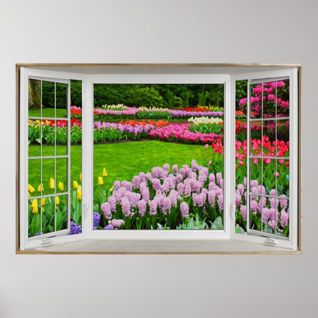 Poster de l'illusion de la fenêtre du jardin de pr (Devant)