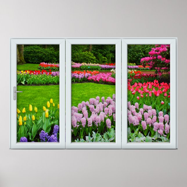 Poster de l'illusion de la fenêtre du jardin de pr (Devant)