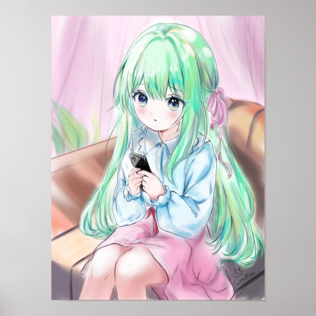 Poster de l'illustration de la petite fille mignon (Devant)