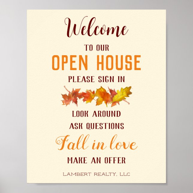 Poster de l'immobilier Open House Leçons d'automne (Devant)