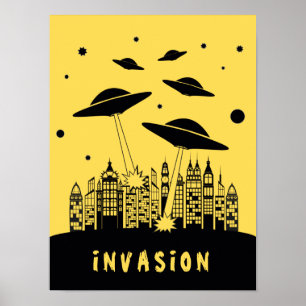 Poster de l'Invasion Alien rétro