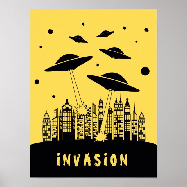 Poster de l'Invasion Alien rétro (Devant)