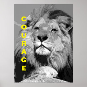 Poster de Lion Black White Motivational Courage