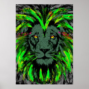 Poster de Lion Head Art   Poster du lion vert