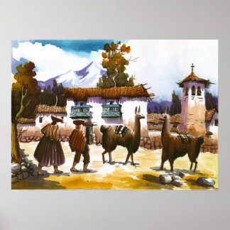 Poster de Llama Personnes péruviennes avec