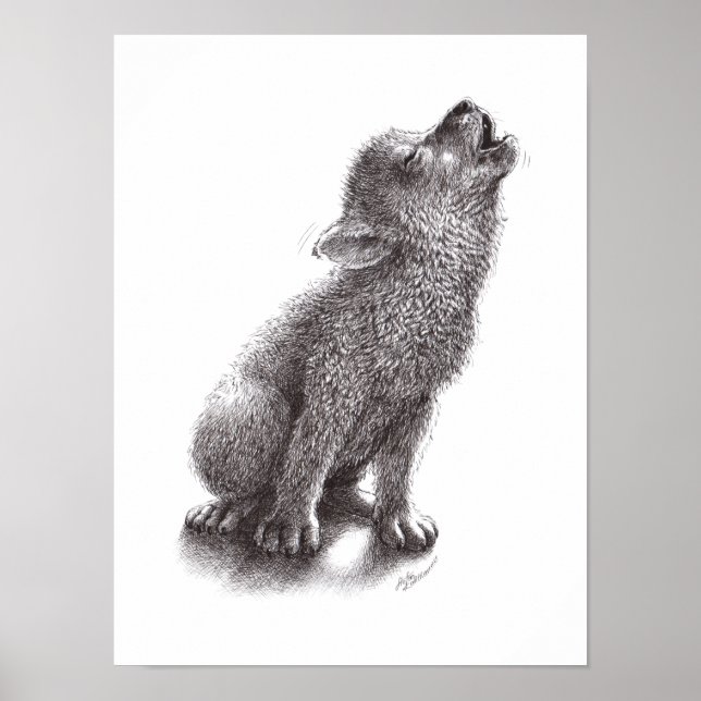 Poster de loup Howling (Devant)